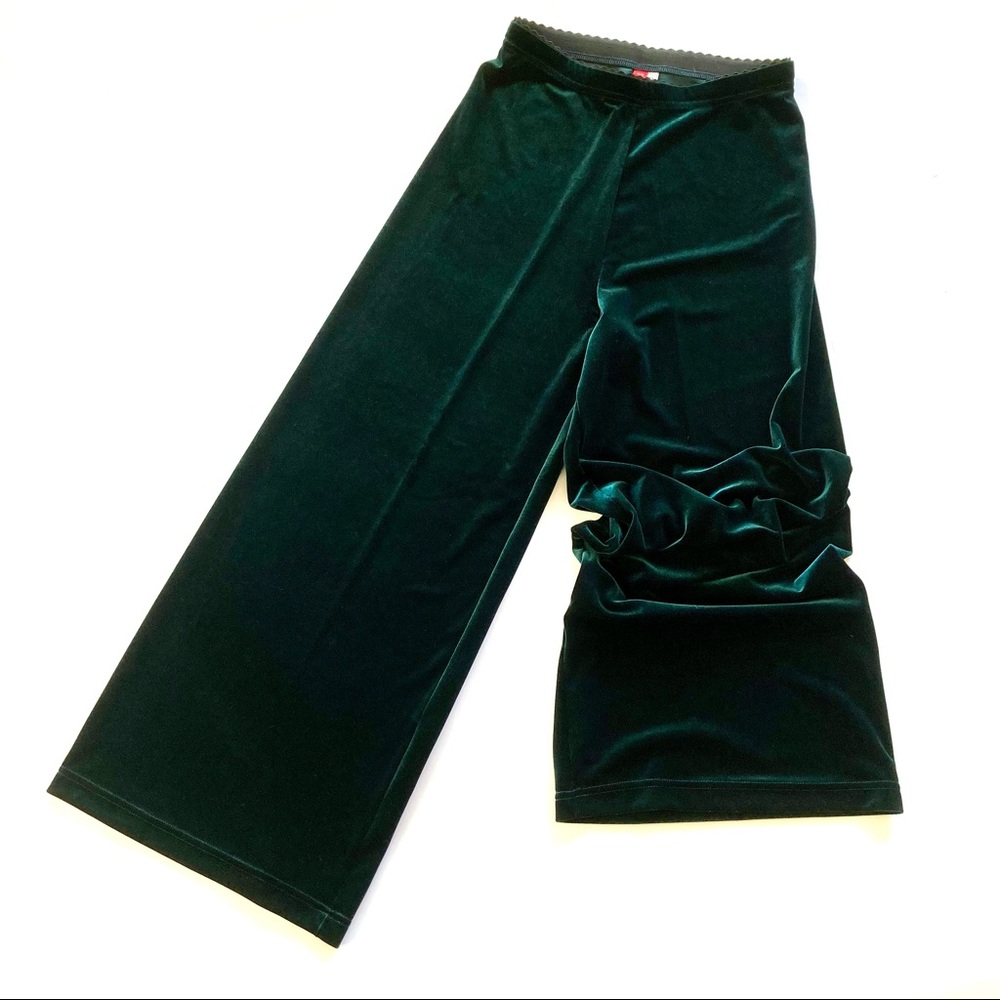 Stretch Velvet Crop High Waist Pant Hunter Green